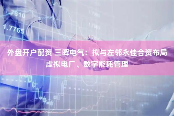 外盘开户配资 三晖电气：拟与左邻永佳合资布局虚拟电厂、数字能耗管理